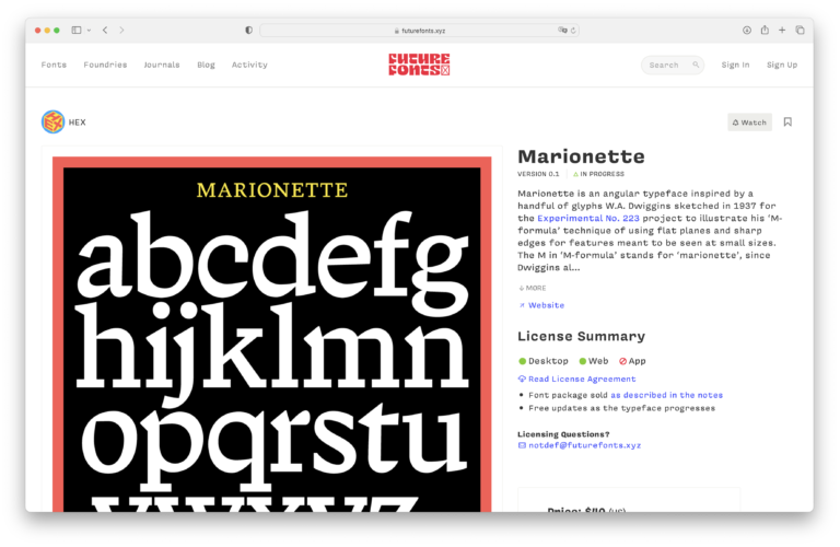 Screenshot Future Fonts Marionette Font